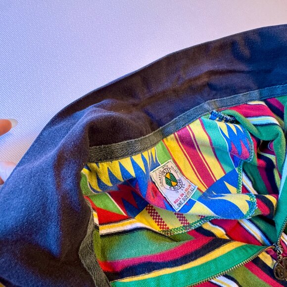 VTG Cross Colours 1/4 Zip Knit Polo OSFA Striped Hip Hop Nation ASO Tupac USA - Picture 8 of 11